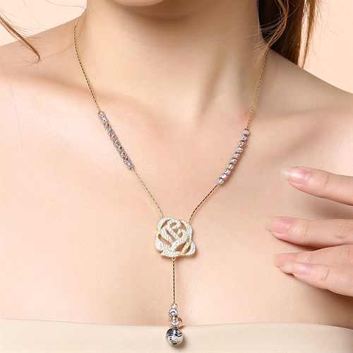 Dây Chuyền Bạc Nữ Đính Đá Mạ Vàng 18K AvaJi AVJ.N000183.00 Màu Vàng