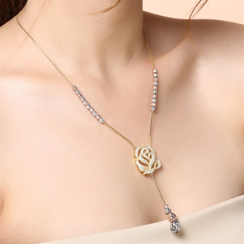 Dây Chuyền Bạc Nữ Đính Đá Mạ Vàng 18K AvaJi AVJ.N000183.00 Màu Vàng