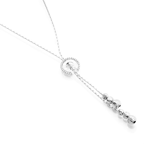 Dây Chuyền Bạc Nữ Đính Đá Mạ Vàng Trắng AvaJi AVJ.N000184.00 Màu Bạc