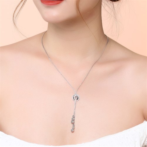 Dây Chuyền Bạc Nữ Đính Đá Mạ Vàng Trắng AvaJi AVJ.N000184.00 Màu Bạc