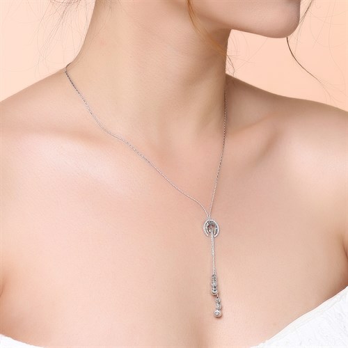 Dây Chuyền Bạc Nữ Đính Đá Mạ Vàng Trắng AvaJi AVJ.N000184.00 Màu Bạc