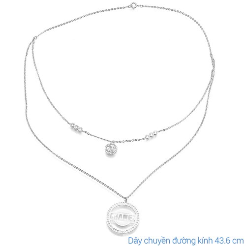 Dây Chuyền Bạc Nữ Đính Đá Mạ Vàng Trắng AvaJi AVJ.N000186.00 Màu Bạc