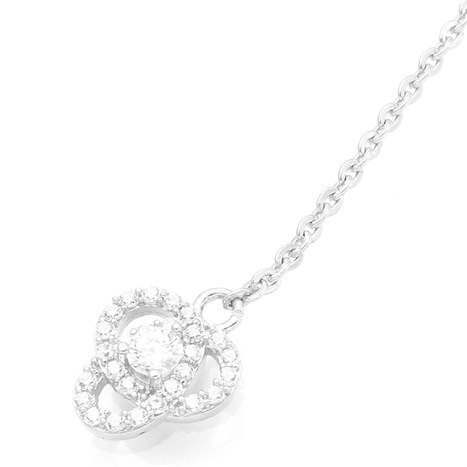 Dây Chuyền Bạc Nữ Đính Đá Mạ Vàng Trắng AvaJi AVJ.N000187.00 Màu Bạc