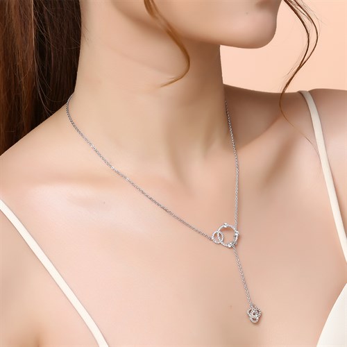 Dây Chuyền Bạc Nữ Đính Đá Mạ Vàng Trắng AvaJi AVJ.N000187.00 Màu Bạc