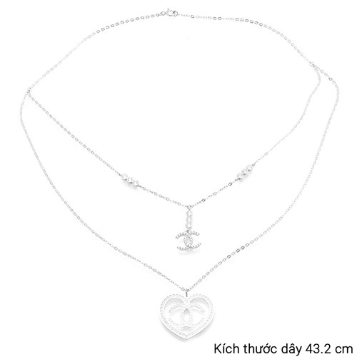 Dây Chuyền Bạc Nữ Đính Đá Mạ Vàng Trắng AvaJi AVJ.N000188.00 Màu Bạc