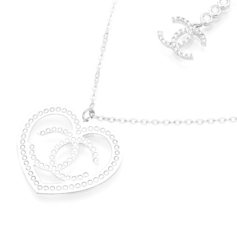 Dây Chuyền Bạc Nữ Đính Đá Mạ Vàng Trắng AvaJi AVJ.N000188.00 Màu Bạc