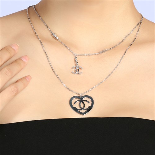 Dây Chuyền Bạc Nữ Đính Đá Mạ Vàng Trắng AvaJi AVJ.N000188.00 Màu Bạc