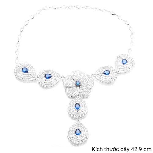 Dây Chuyền Bạc Nữ Đính Đá Mạ Vàng Trắng AvaJi AVJ.N000189.00 Màu Bạc