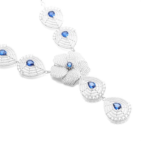 Dây Chuyền Bạc Nữ Đính Đá Mạ Vàng Trắng AvaJi AVJ.N000189.00 Màu Bạc