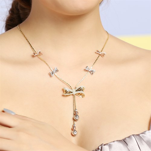 Dây Chuyền Bạc Nữ Đính Đá Mạ Vàng 18K AvaJi AVJ.N000193.00 Màu Vàng