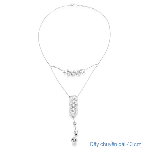Dây Chuyền Bạc Nữ Đính Đá Mạ Vàng Trắng AvaJi AVJ.N000194.00 Màu Bạc