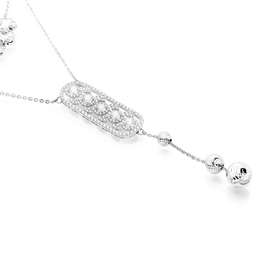 Dây Chuyền Bạc Nữ Đính Đá Mạ Vàng Trắng AvaJi AVJ.N000194.00 Màu Bạc