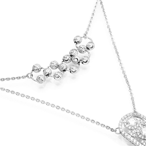 Dây Chuyền Bạc Nữ Đính Đá Mạ Vàng Trắng AvaJi AVJ.N000194.00 Màu Bạc