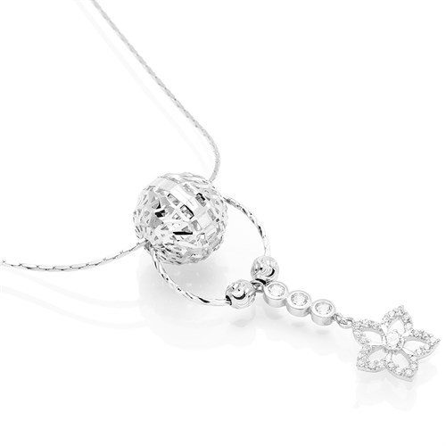 Dây Chuyền Bạc Nữ Đính Đá Mạ Vàng Trắng AvaJi AVJ.N000198.00 Màu Bạc