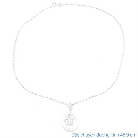 Dây Chuyền Bạc Nữ Đính Đá Mạ Vàng Trắng AvaJi AVJ.N000201.00 Màu Bạc