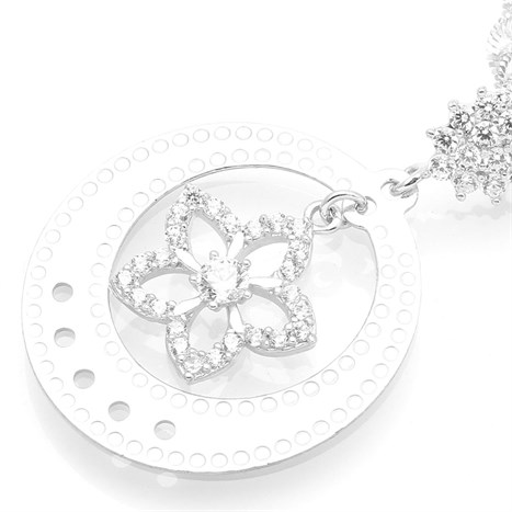 Dây Chuyền Bạc Nữ Đính Đá Mạ Vàng Trắng AvaJi AVJ.N000201.00 Màu Bạc