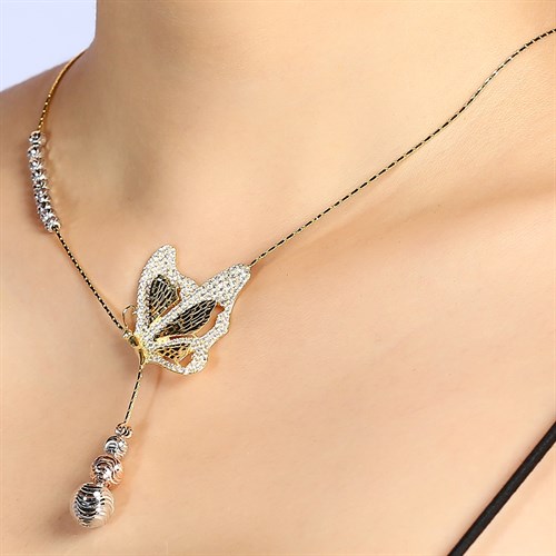 Dây Chuyền Bạc Nữ Đính Đá Mạ Vàng 18K AvaJi AVJ.N000202.00 Màu Vàng