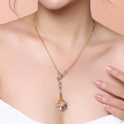 Dây Chuyền Bạc Nữ Đính Đá Mạ Vàng AvaJi AVJ.N000205.00 Màu Vàng