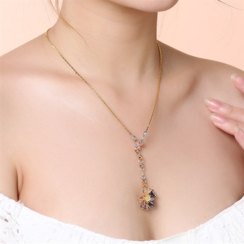 Dây Chuyền Bạc Nữ Đính Đá Mạ Vàng AvaJi AVJ.N000205.00 Màu Vàng