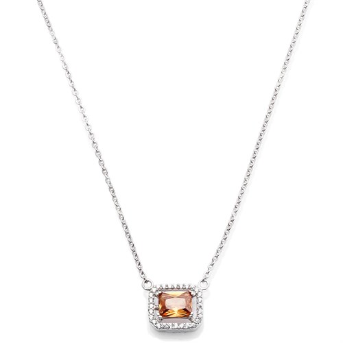 Dây Chuyền Bạc Nữ Đính Đá Mạ Vàng Trắng AvaJi AVJ.N000207.00 Màu Bạc