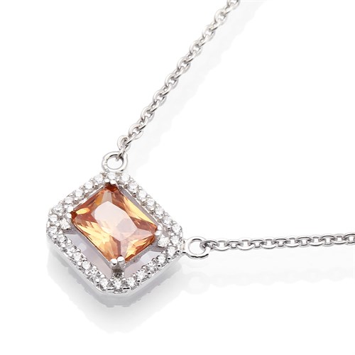 Dây Chuyền Bạc Nữ Đính Đá Mạ Vàng Trắng AvaJi AVJ.N000207.00 Màu Bạc