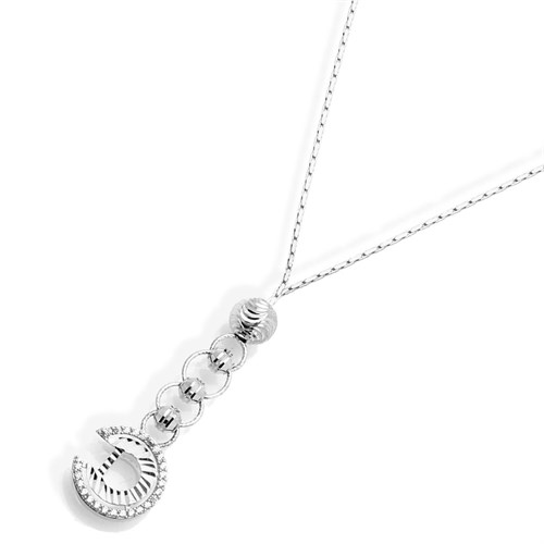 Dây Chuyền Bạc Nữ Đính Đá Mạ Vàng Trắng AvaJi AVJ.N000208.00 Màu Bạc