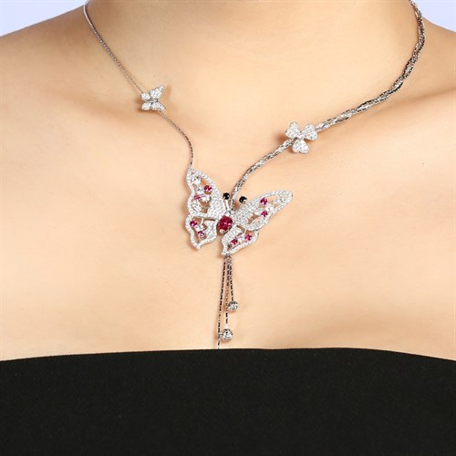 Dây Chuyền Bạc Nữ Đính Đá Mạ Vàng Trắng AvaJi AVJ.N000209.00 Màu Bạc