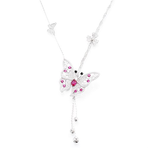 Dây Chuyền Bạc Nữ Đính Đá Mạ Vàng Trắng AvaJi AVJ.N000209.00 Màu Bạc