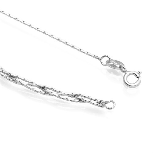 Dây Chuyền Bạc Nữ Đính Đá Mạ Vàng Trắng AvaJi AVJ.N000209.00 Màu Bạc