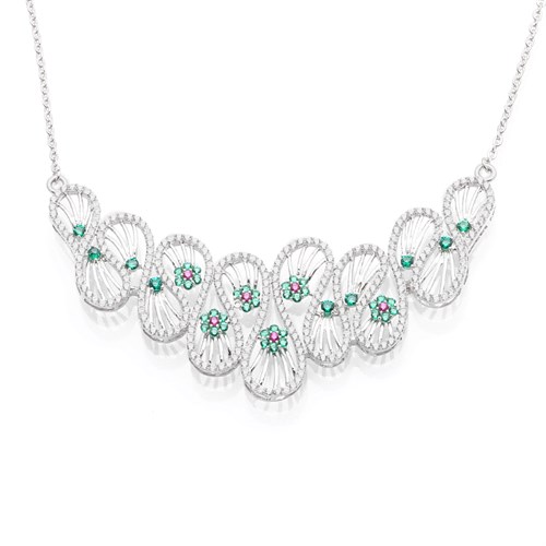 Dây Chuyền Bạc Nữ Đính Đá Mạ Vàng Trắng AvaJi AVJ.N000212.00 Màu Bạc