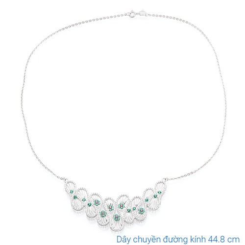 Dây Chuyền Bạc Nữ Đính Đá Mạ Vàng Trắng AvaJi AVJ.N000212.00 Màu Bạc