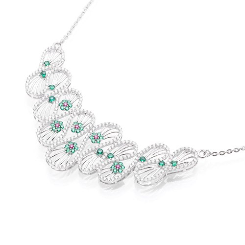 Dây Chuyền Bạc Nữ Đính Đá Mạ Vàng Trắng AvaJi AVJ.N000212.00 Màu Bạc