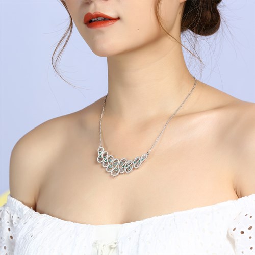 Dây Chuyền Bạc Nữ Đính Đá Mạ Vàng Trắng AvaJi AVJ.N000212.00 Màu Bạc