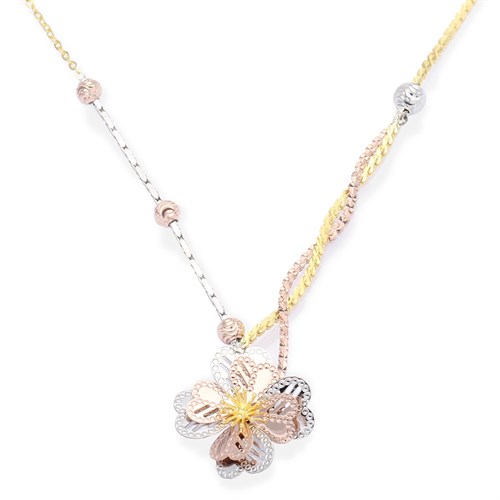 Dây Chuyền Bạc Nữ Đính Đá Mạ Vàng 18K AvaJi AVJ.N000214.00 Màu Vàng