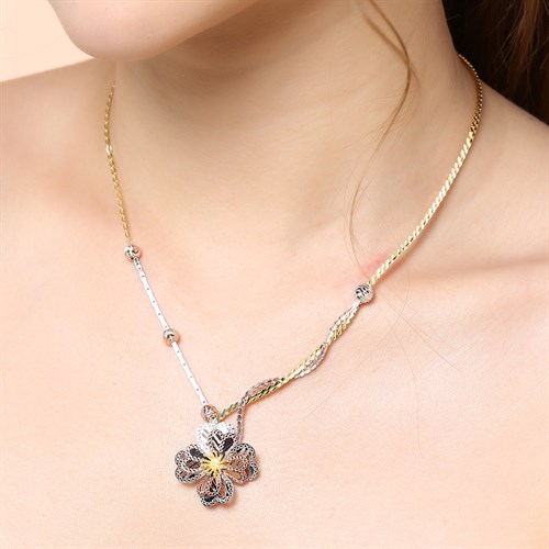 Dây Chuyền Bạc Nữ Đính Đá Mạ Vàng 18K AvaJi AVJ.N000214.00 Màu Vàng