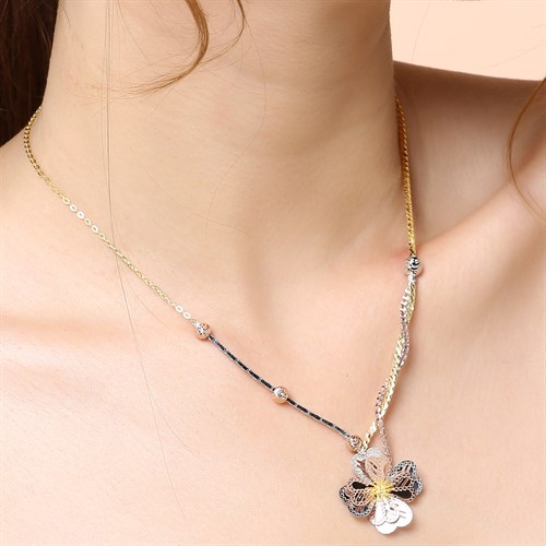 Dây Chuyền Bạc Nữ Đính Đá Mạ Vàng 18K AvaJi AVJ.N000214.00 Màu Vàng