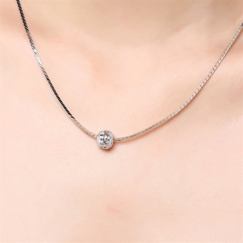 Dây Chuyền Bạc Nữ Mạ Vàng Trắng AvaJi AVJ.N000225.00 Màu Bạc