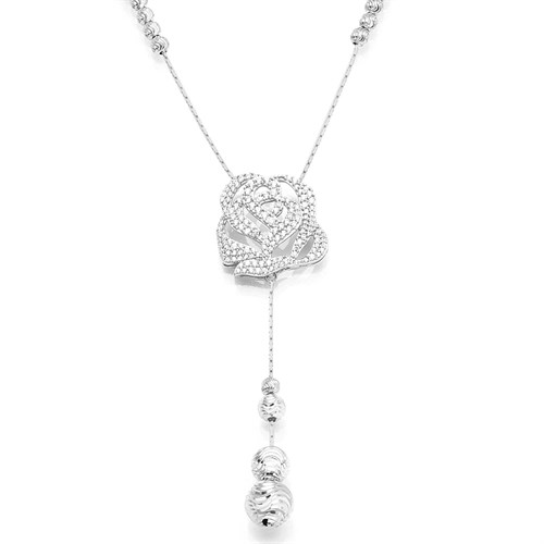 Dây Chuyền Bạc Nữ Đính Đá Mạ Vàng Trắng AvaJi AVJ.N000233.00 Màu Bạc