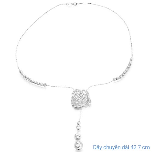Dây Chuyền Bạc Nữ Đính Đá Mạ Vàng Trắng AvaJi AVJ.N000233.00 Màu Bạc
