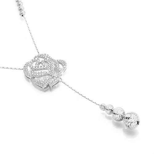 Dây Chuyền Bạc Nữ Đính Đá Mạ Vàng Trắng AvaJi AVJ.N000233.00 Màu Bạc