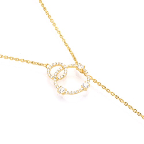 Dây Chuyền Bạc Nữ Đính Đá Mạ Vàng 18K AvaJi AVJ.N000234.00 Màu Vàng