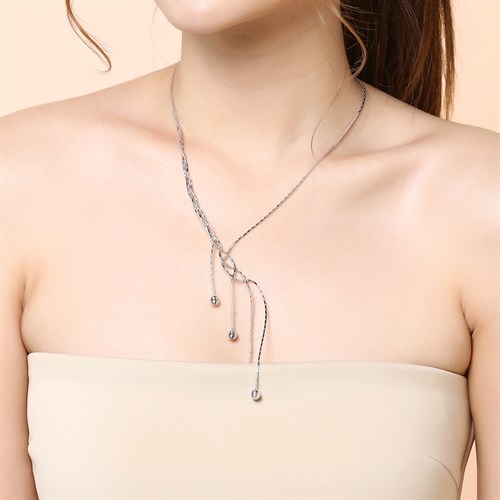 Dây Chuyền Bạc Nữ Mạ Vàng Trắng AvaJi AVJ.N000235.00 Màu Bạc