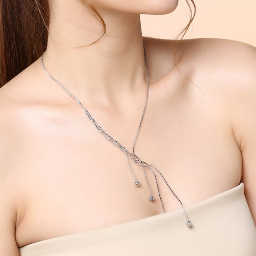 Dây Chuyền Bạc Nữ Mạ Vàng Trắng AvaJi AVJ.N000235.00 Màu Bạc