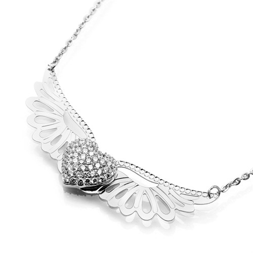 Dây Chuyền Bạc Nữ Đính Đá Mạ Vàng Trắng AvaJi AVJ.N000243.00 Màu Bạc