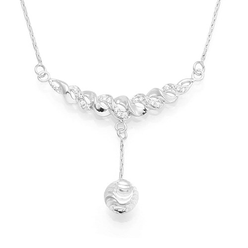 Dây Chuyền Bạc Nữ Đính Đá Mạ Vàng Trắng AvaJi AVJ.N000245.00 Màu Bạc