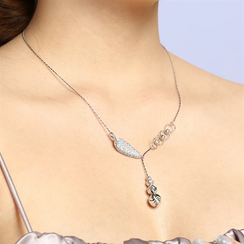 Dây Chuyền Bạc Nữ Đính Đá Mạ Vàng Trắng AvaJi AVJ.N000247.00 Màu Bạc