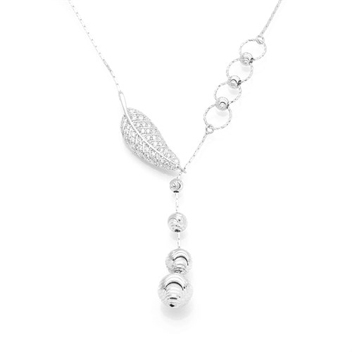 Dây Chuyền Bạc Nữ Đính Đá Mạ Vàng Trắng AvaJi AVJ.N000247.00 Màu Bạc