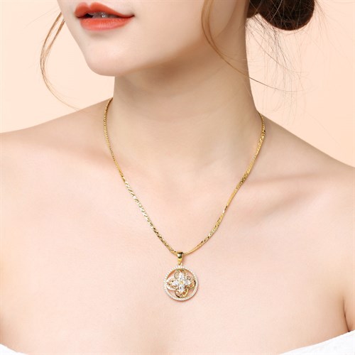 Mặt Dây Chuyền Bạc Nữ Đính Đá Mạ Vàng 18K AvaJi AVJ.P000012.00 Màu Vàng