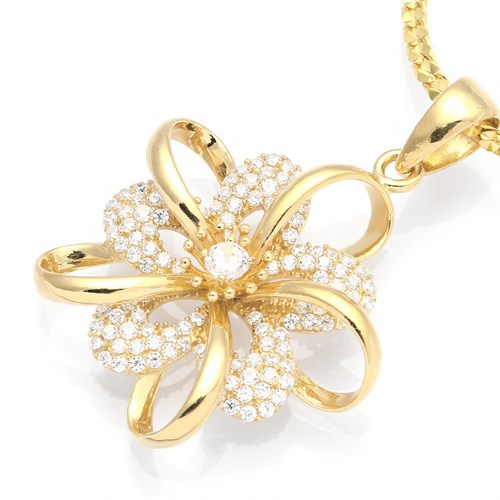 Mặt Dây Chuyền Bạc Nữ Đính Đá Mạ Vàng 18K AvaJi AVJ.P000014.00 Màu Vàng