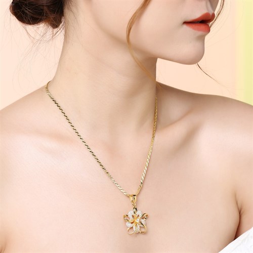 Mặt Dây Chuyền Bạc Nữ Đính Đá Mạ Vàng 18K AvaJi AVJ.P000014.00 Màu Vàng
